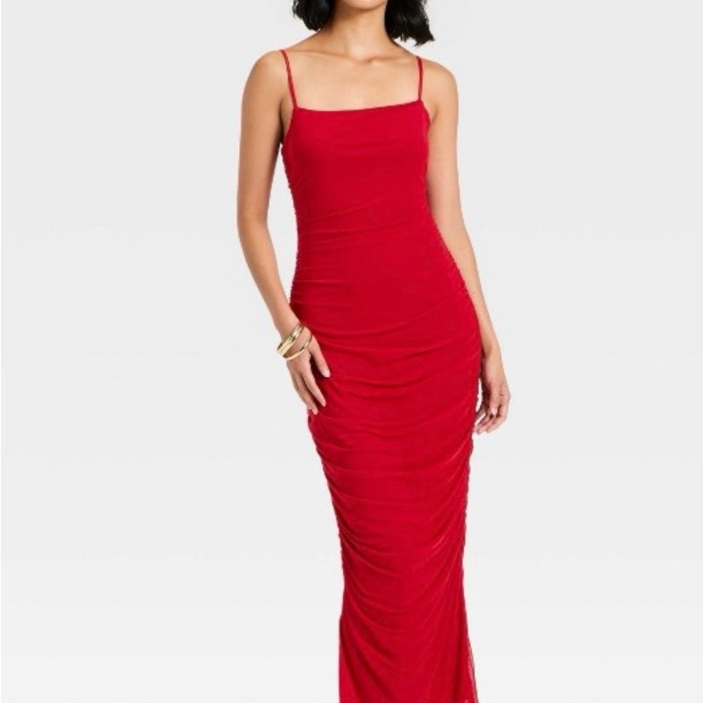 A new day Elegant Red rouched Dress M